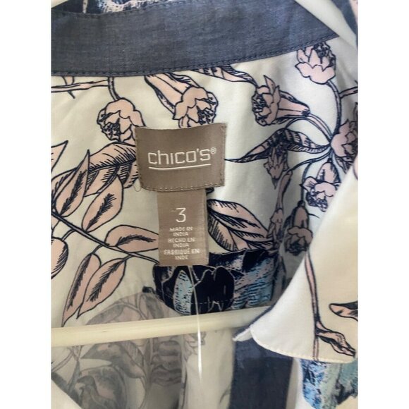 NWT Chico's Women's Long Sleeve Button Front Blouse - 3 (Large) - Picture 4 of 13